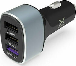 Krux Φορτιστής Αυτοκινήτου με Θύρες 3xUSB-A