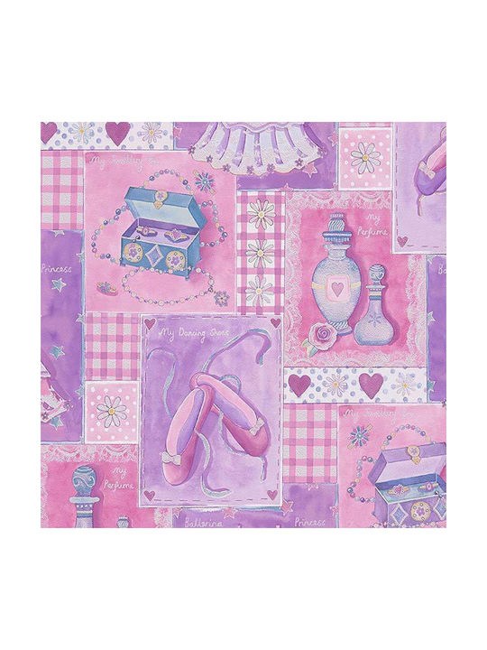 AS Creation Kinder Tapete Vinyl beschichtet Pink / Purple B53xH1000cm