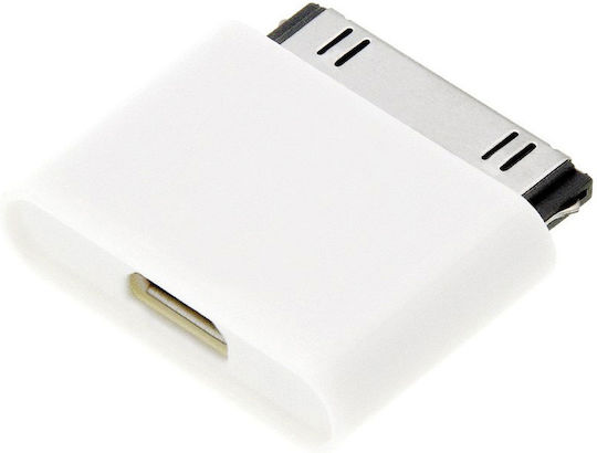 Convertor Apple 30-pini masculin în micro USB feminin Alb 1buc DM-854-1
