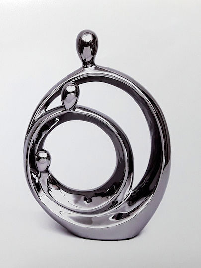 Karvounis Decorative Space made of Ceramic Material Silver 1pcs