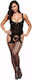 Baci Lingerie Crotchless Garter Bodystocking Ολόσωμο Καλσόν με Ανοιχτό Καβάλο Black