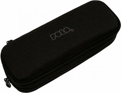 Polo Fabric Pencil Case Duo Box with 2 Compartments Black