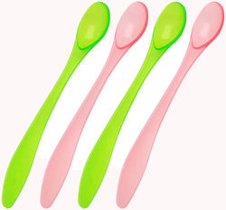 Kiokids Бебешки Комплект с Лъжици от Силикон за 4+ месеца Green Pink 4бр 1629 Kiokids Бебешки Комплект с Лъжици от Силикон за 4+ месеца Green Pink 4бр 1629