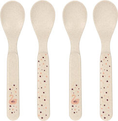 Laessig Baby Set with Spoons Tiny Farmer made of Bamboo Swan 4pcs
