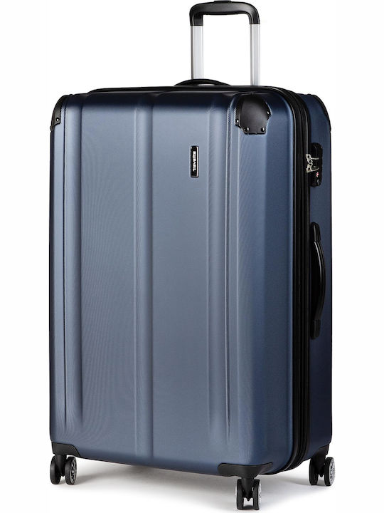 Travelite City Large Travel Suitcase Hard Navy Blue with 4 Wheels Height 77cm