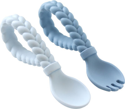 Itzy Ritzy Baby Set with Fork made of Silicone for 6+ months Blue 2pcs