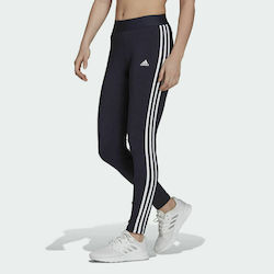 Adidas Essentials 3 Stripes Γυναικείο Μακρύ Κολάν Ψηλόμεσο Legend Ink