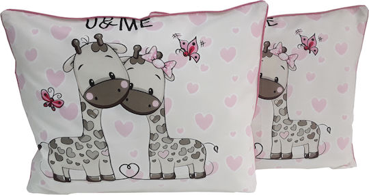 Beboulino You & Me Set de față de pernă pentru copii din bumbac 100% 35x45buc Ροζ 703-1869-3545