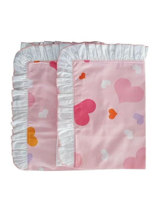 Beboulino Hearts Kids Cotton Pillowcase Set 35x45cm Pink 70318653545