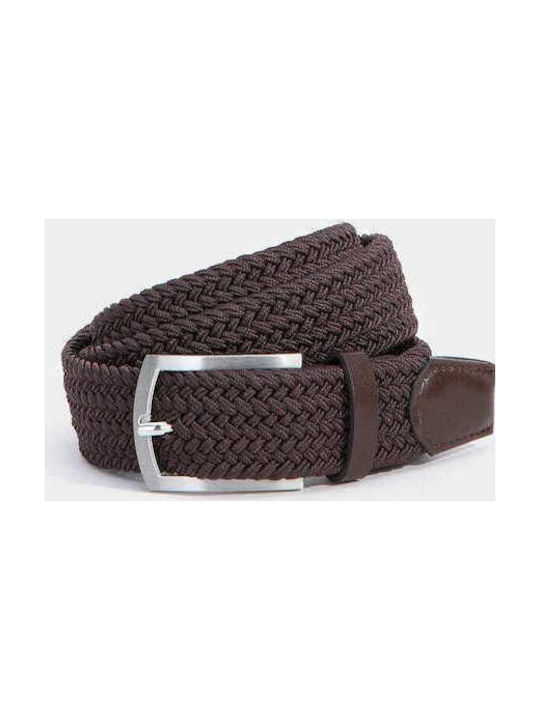 Tiffosi Men's Knitted Wide Elastic Belt Brown