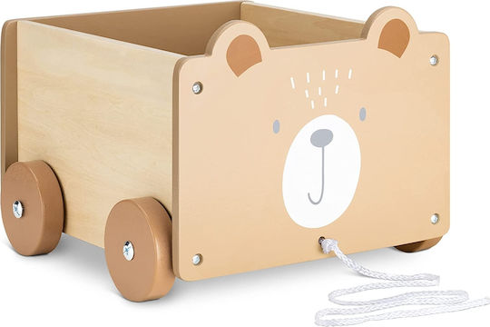 Navaris Children's Storage Box made of Wood Wooden Storage Box for Toys with Wheels Green 25.5x24x20cm 1pcs