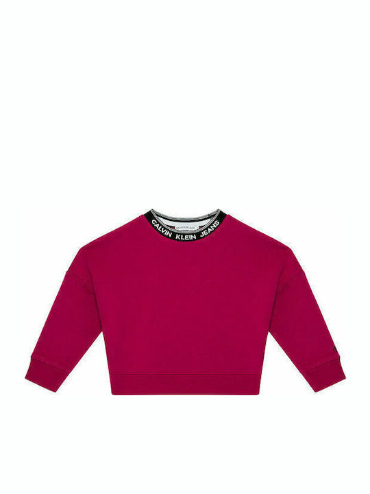 Fleece Παιδικό Φούτερ Ροζ Intarsia