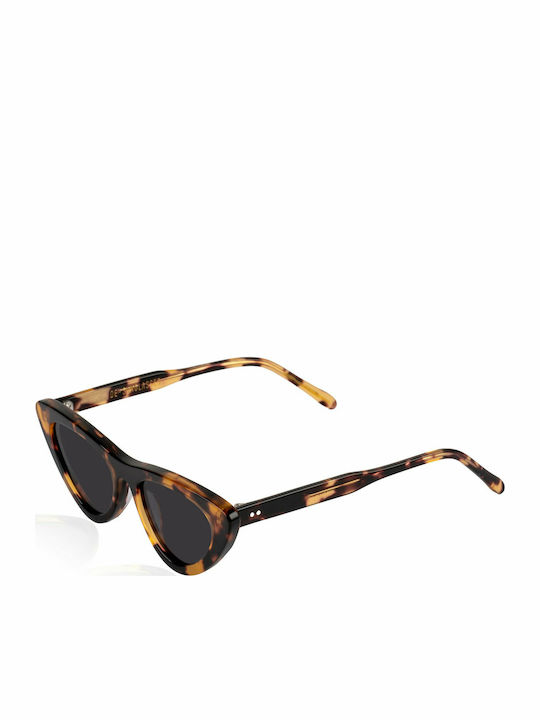 De Sunglasses Fez Sunglasses Brown with Acetate Frame & Black Lens