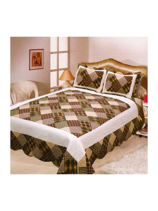 Silk Fashion 13-86 Set Coverlet Queen Size Cotton Brown 220x240cm 3pcs