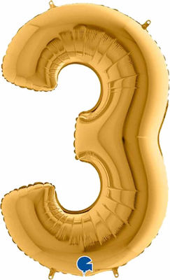 Balloon Foil Jumbo Number 3 Gold 102cm