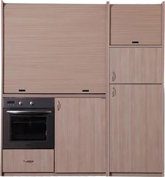 Silver ΚΣ190 Küchenzeile 190x65x204cm Gray Aluminium mit großem Kühlschrank & Ofen