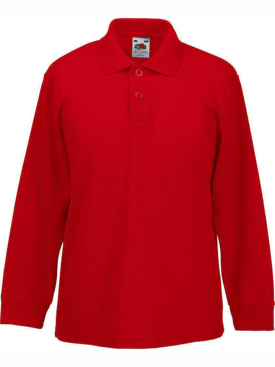 Fruit of the Loom Kids' Polo Long Sleeve Red