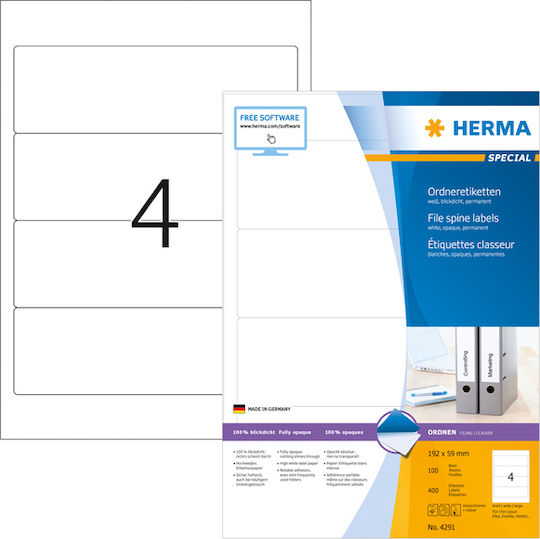 Herma 400 Self-Adhesive Rectangular A4 Labels 192x59mm