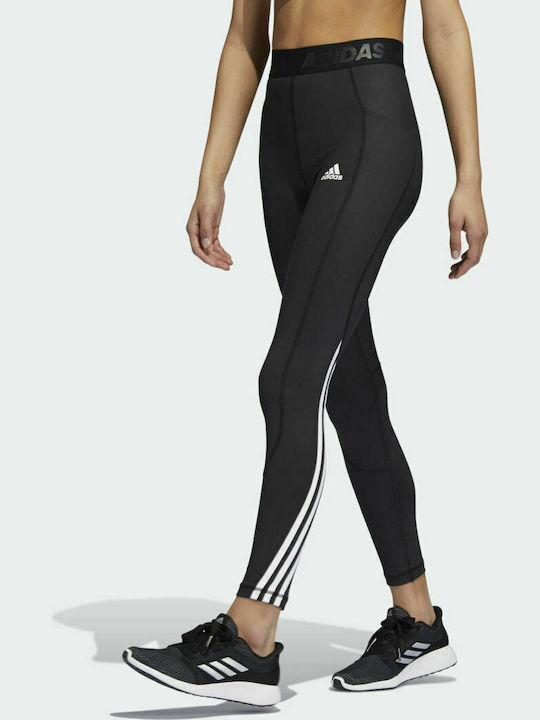 Adidas Techfit 3 Stripes Women's Cropped Training Legging High Waisted Black
