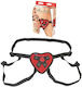 Lux Fetish Red Heart Strap On Harness Harnașament în Culoare Roșu