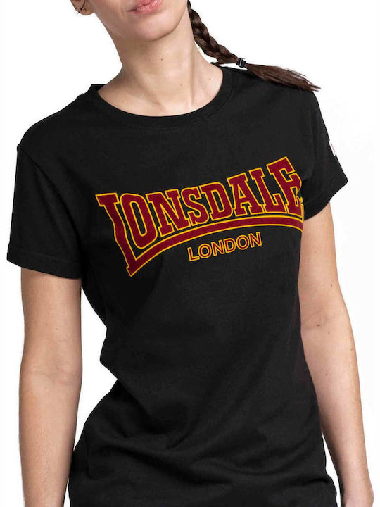 Lonsdale Ribchester Γυναικείο T-shirt Μαύρο με Στάμπα