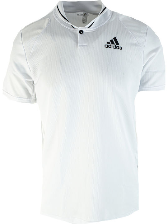 Adidas Ozone Bluza Sportivă pentru Bărbați cu Mânecă Scurtă Polo Albă