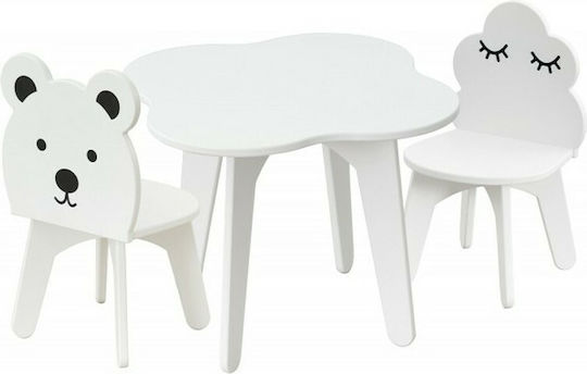 Kids Table and Chairs Set made of Wood White BabyCute