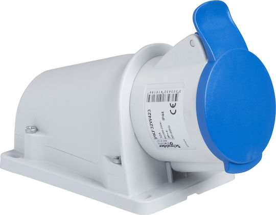 Schneider Electric PratiKa Female Industrial Socket Wall-mounted Power Supply 16A 2P+E 200-250 VAC PKF16W423