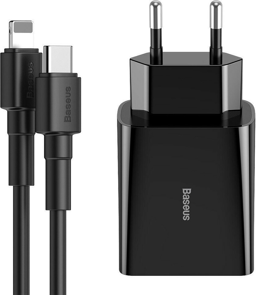 Baseus Lightning Cable & USBC Wall Adapter Μαύρο (TZCCFSF01) Skroutz.gr