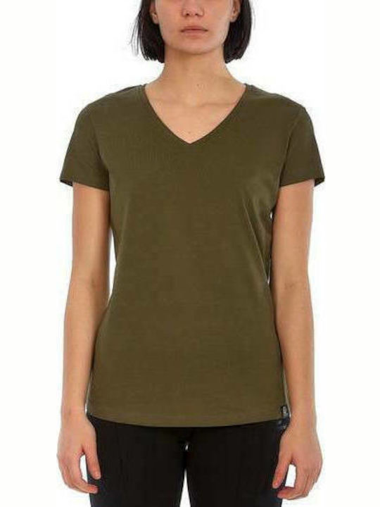 Admiral Damen T-Shirt mit V-Ausschnitt Khaki