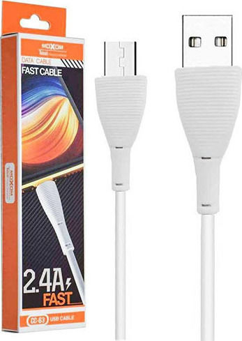 Moxom Regular USB 2.0 to micro USB Cable Λευκό 1m (CC-63)