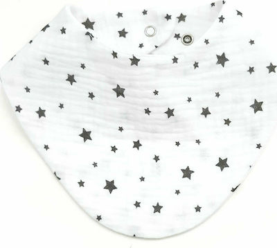 Baby Oliver Muslin Bandana from 100% Cotton with Button Black-White