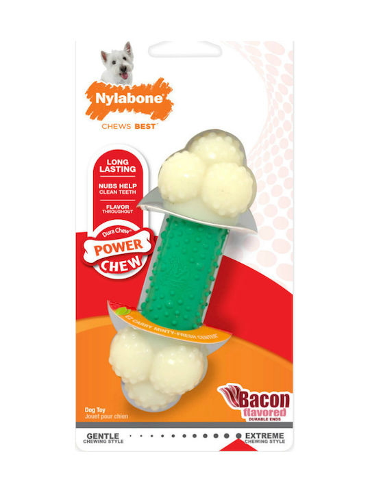 Nylabone Power Double Action Παιχνίδι Κόκκαλο Σκύλου Μασητικό από Καουτσούκ με Γεύση Μπέικον XLarge Πράσινο 1τμχ