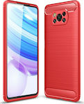 Carbon Fiber Silicone Back Cover Red (Poco X3 NFC / X3 Pro)