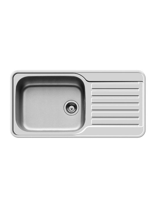 Pyramis Space Plus 1B 1D Drop-In Kitchen Inox Brushed Finish Sink L96xW48cm Silver