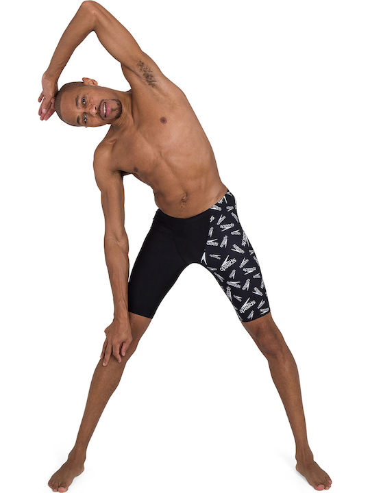 Speedo Allover V-Cut Renn-Badeanzug Jammer Schwarz