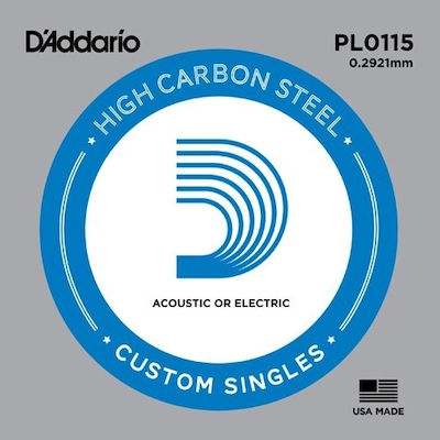 Daddario Einzelne Stahl Saite für E-Gitarre Single Plain .0115"