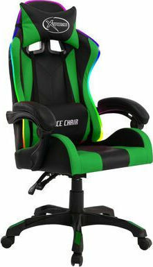 vidaXL 287999 Gaming Chair with Adjustable Armrests and RGB Lighting Green / Black