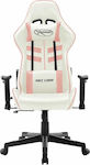 vidaXL 20534 Καρέκλα Gaming Δερματίνης με Ρυθμιζόμενα Μπράτσα Λευκό/Ροζ