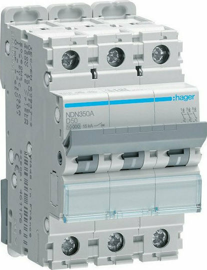 Hager Automatischer Schutzschalter 50A Dreipolig AC NDN350A