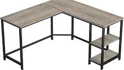 Wooden Corner Professional Office Desk with Metal Legs Γκρι L138xW138xH75cm