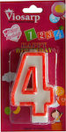 Viosarp Birthday Candle Number "4" in Red Color VC091-4