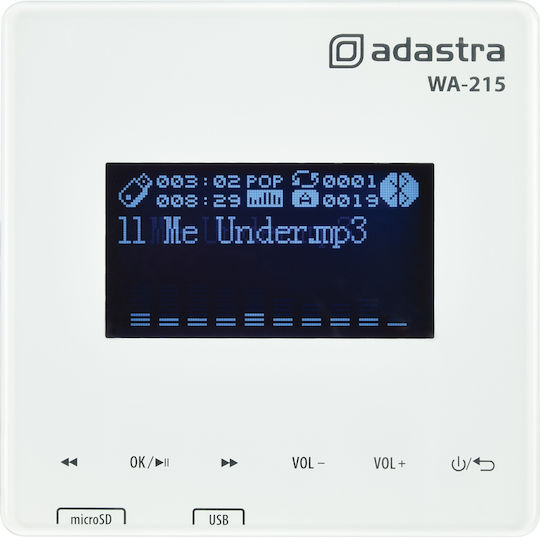 Adastra WA-215 Complete Audio & Video Amplifier Socket White Επιτοίχια Media Player/Bluetooth/FM 11046