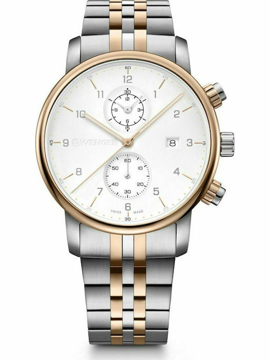 Wenger Herrenuhr 42 mm Quarz-Chronograph Silber