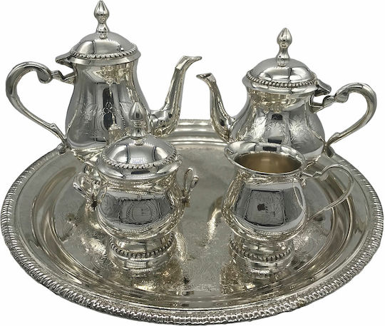 Karvounis Teeset mit Tasse Aluminium Silber 5Stück