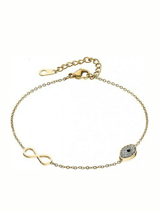 Oxzen Women's Chain Bracelet with Eye Design Made of Gold Plated Stainless Steel with Zircon 20cm
