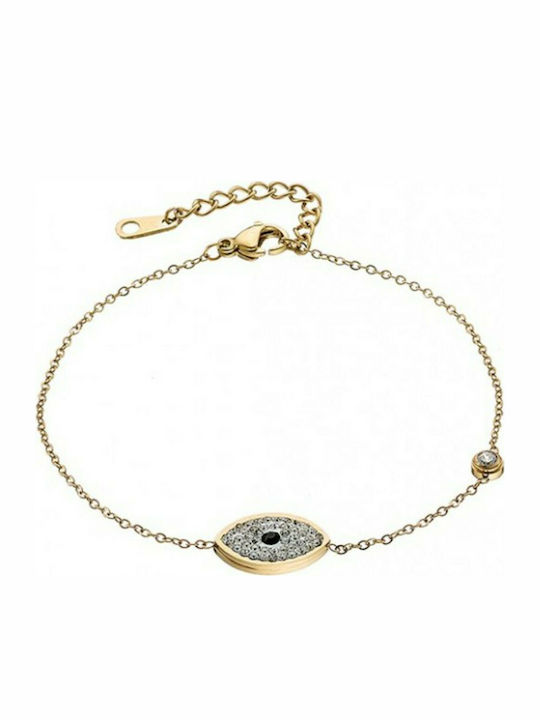 Oxzen Bracelet Chain with design Eye made of Steel Gold Plated with Zircon