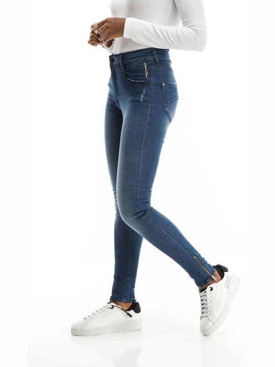 Edward Jeans Liddy-Vi 18.1.2.84.086 High Waist Women's Jeans in Skinny Fit 18.1.2.84.086-BLUE