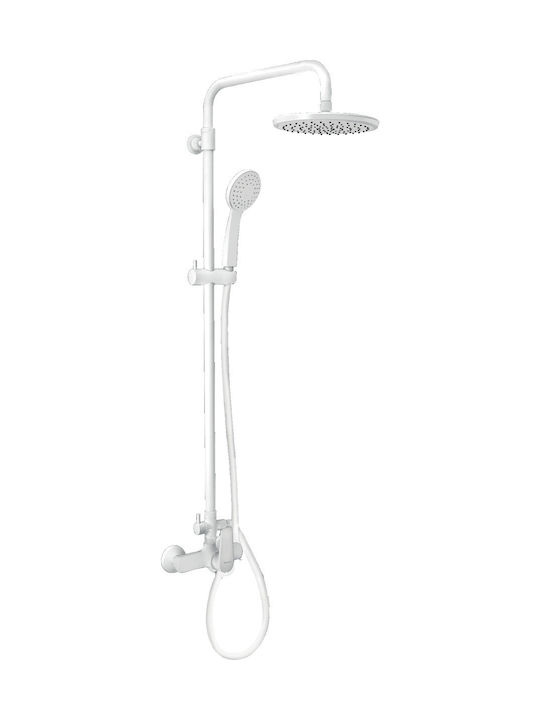 Viospiral Optima Adjustable Shower Column with Mixer 100.5-134.5cm White