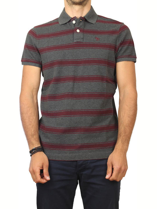 Abercrombie & Fitch Ανδρικό T-shirt Polo Γκρι